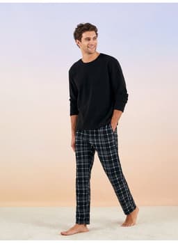Standard Pattern Plaid Fleece Men's Pajamas Set 4