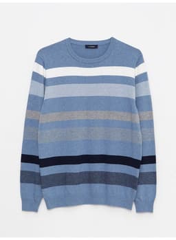 Crew Neck Long Sleeve Striped Men's Knitwear Sweater 5