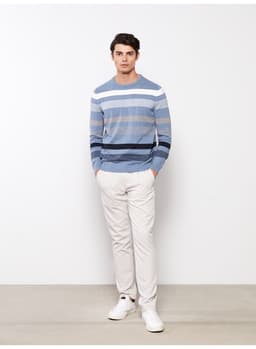 Crew Neck Long Sleeve Striped Men's Knitwear Sweater 6