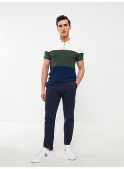 Polo Collar Short Sleeve Color Block Men's Knitwear Sweater 3