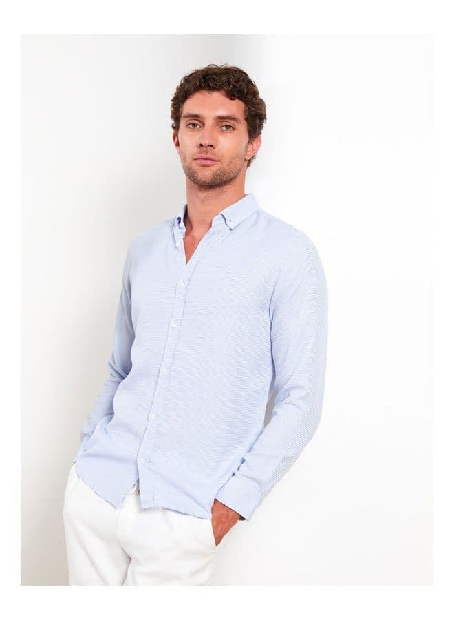 Slim Fit Long Sleeve Dobby Men's Shirt