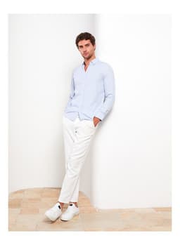 Slim Fit Long Sleeve Dobby Men's Shirt 1