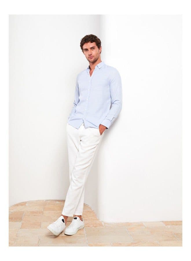 Slim Fit Long Sleeve Dobby Men's Shirt