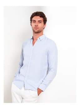 Slim Fit Long Sleeve Dobby Men's Shirt 2