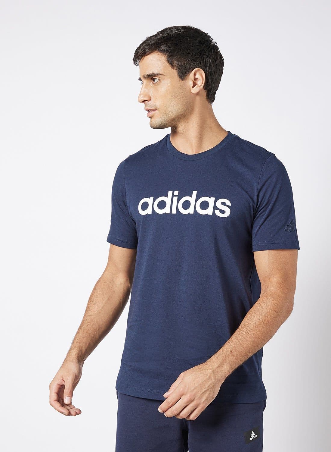 Essentials Embroidered Linear Logo T-Shirt Navy